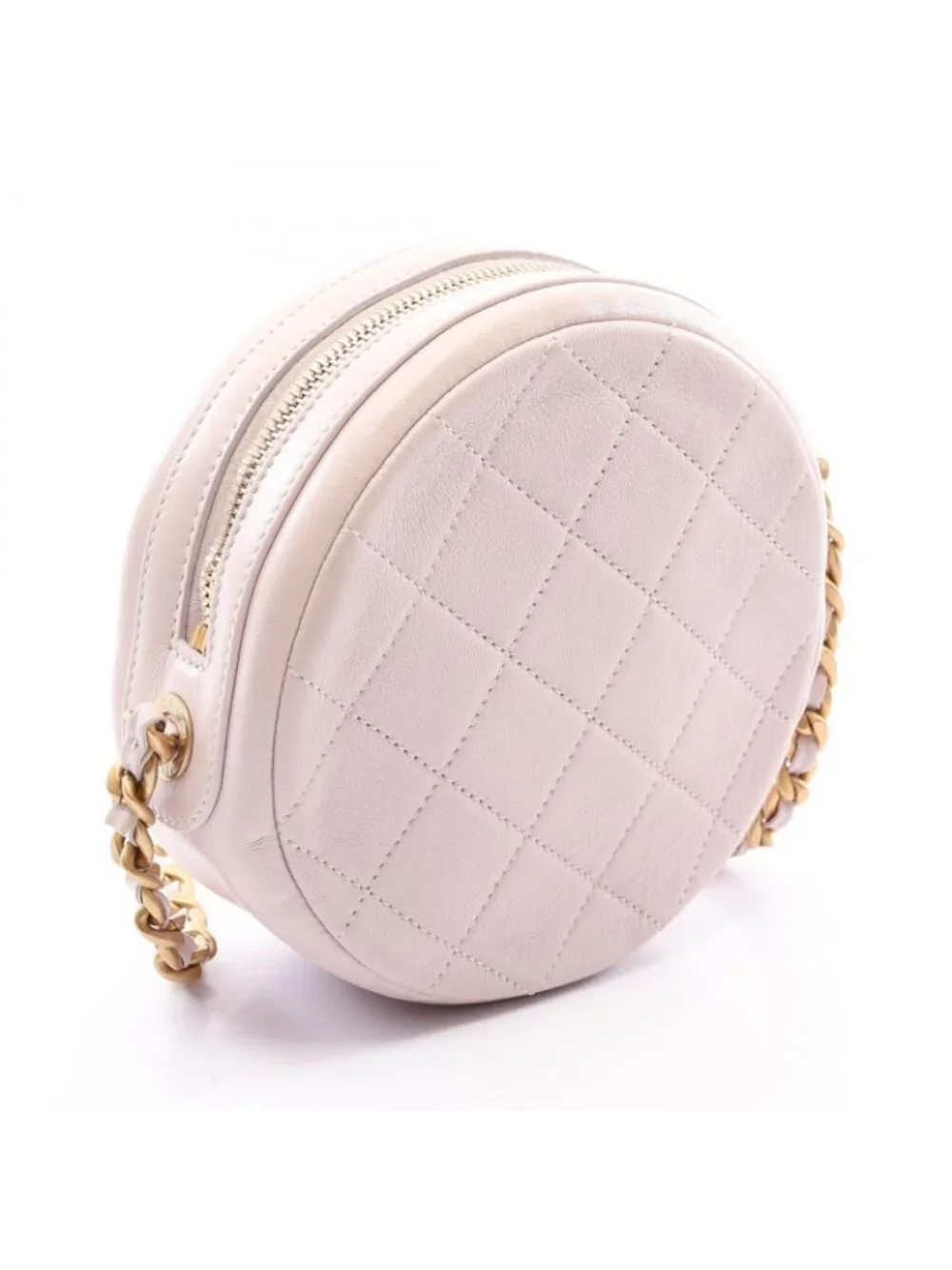 Chanel Shoulder Bag Quilted Round Mini Baby Pink Leather Chain